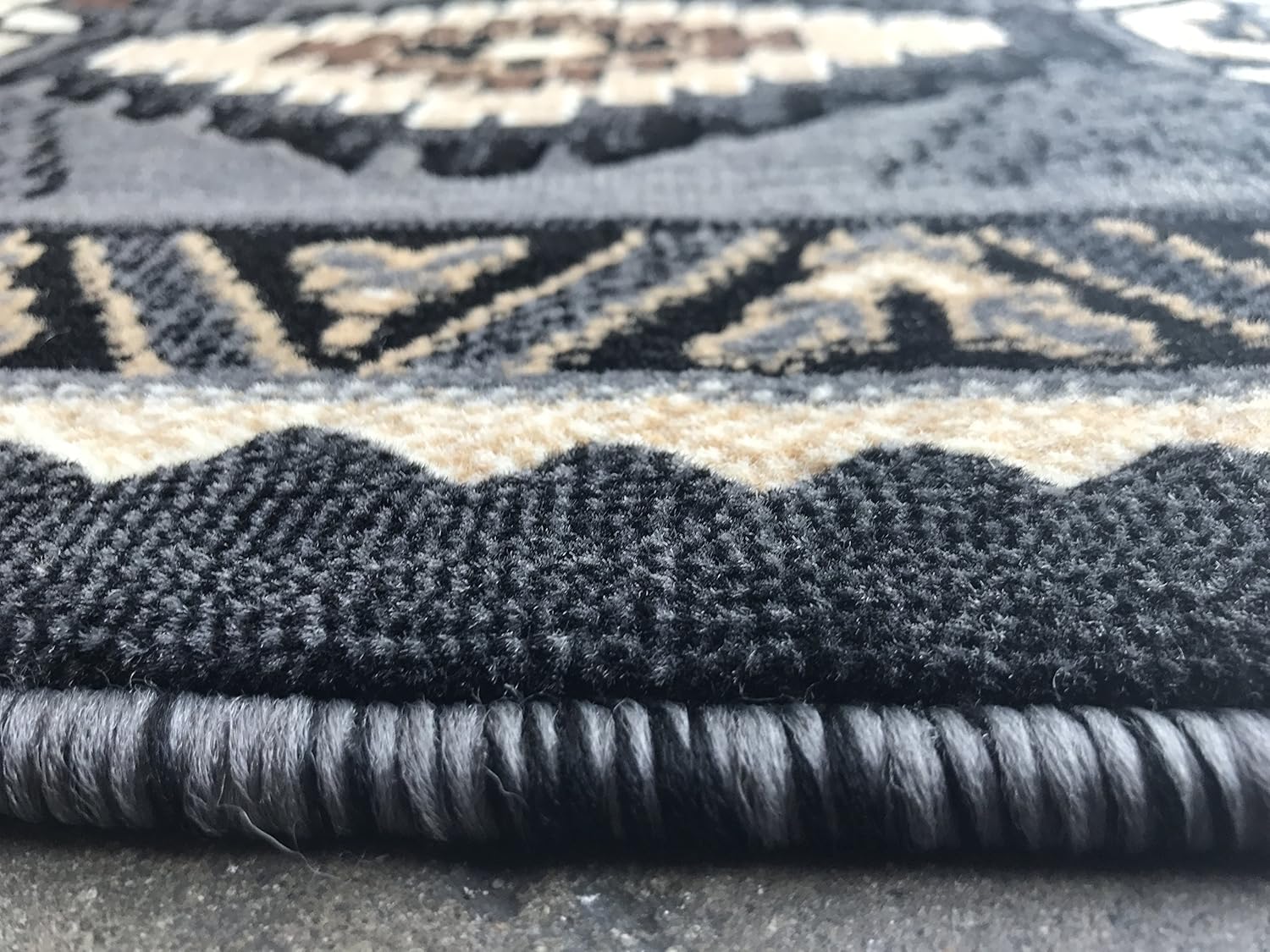 Southwest Native American Door Mat Area Rug Grey & Black Design D143 (2 Feet x 3 feet 4 inch)