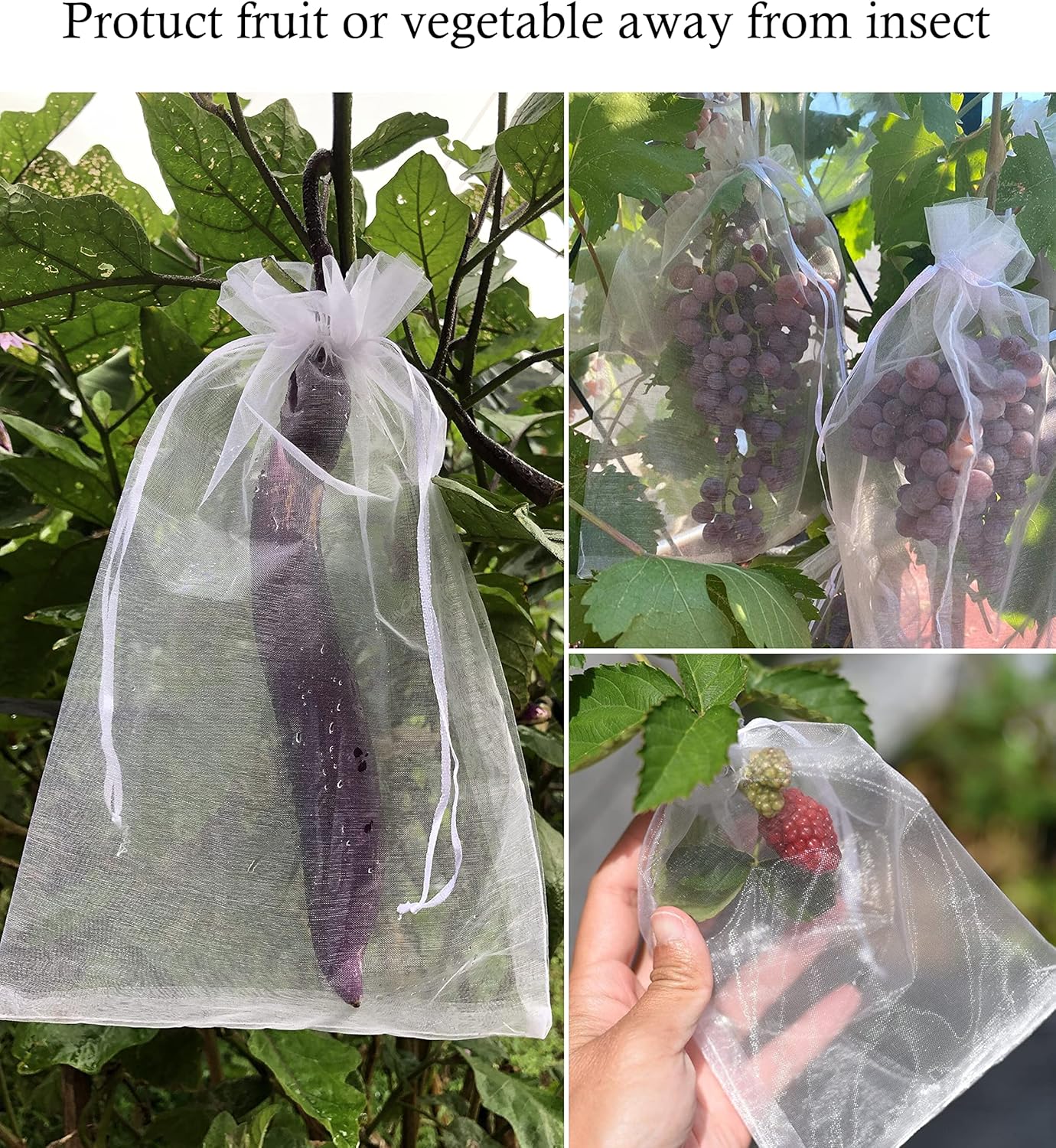 Jexila 50 Pack White Organza Bags 8X12 inch Large Mesh Bags Drawstring Gift Packing for Jewelry Christmas Wedding Party Favor Bags (White) - Image 5