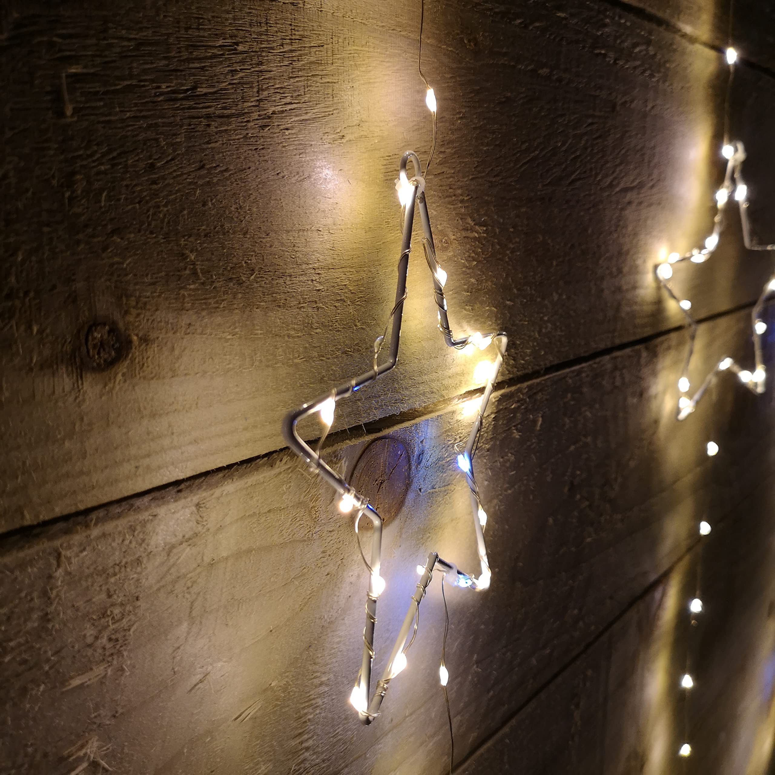 Premier 1,3 x 1,2 m 312 LED luci natalizie lampeggianti statiche stelle LED tenda in bianco mix