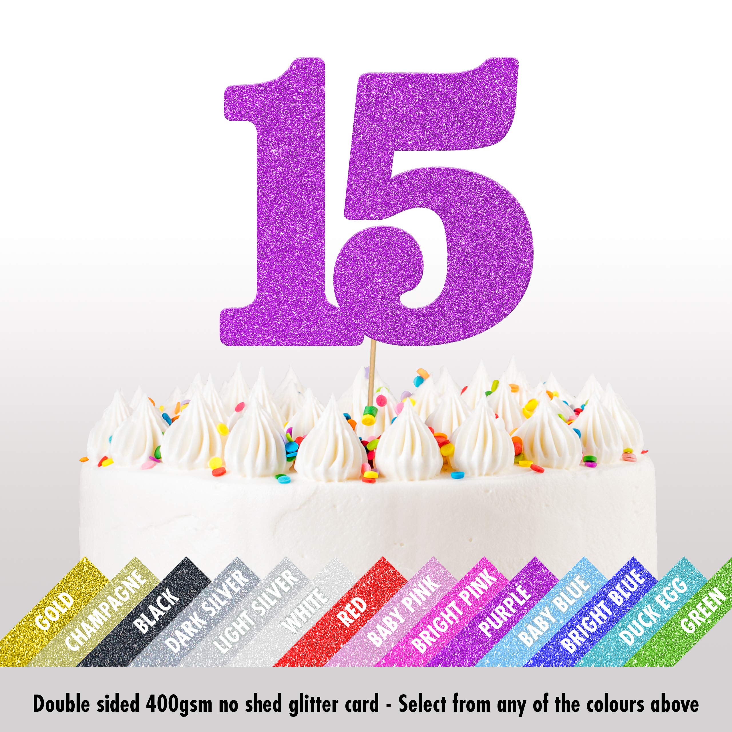 Decorazione per torta di 15° compleanno, topper decorativi in glter