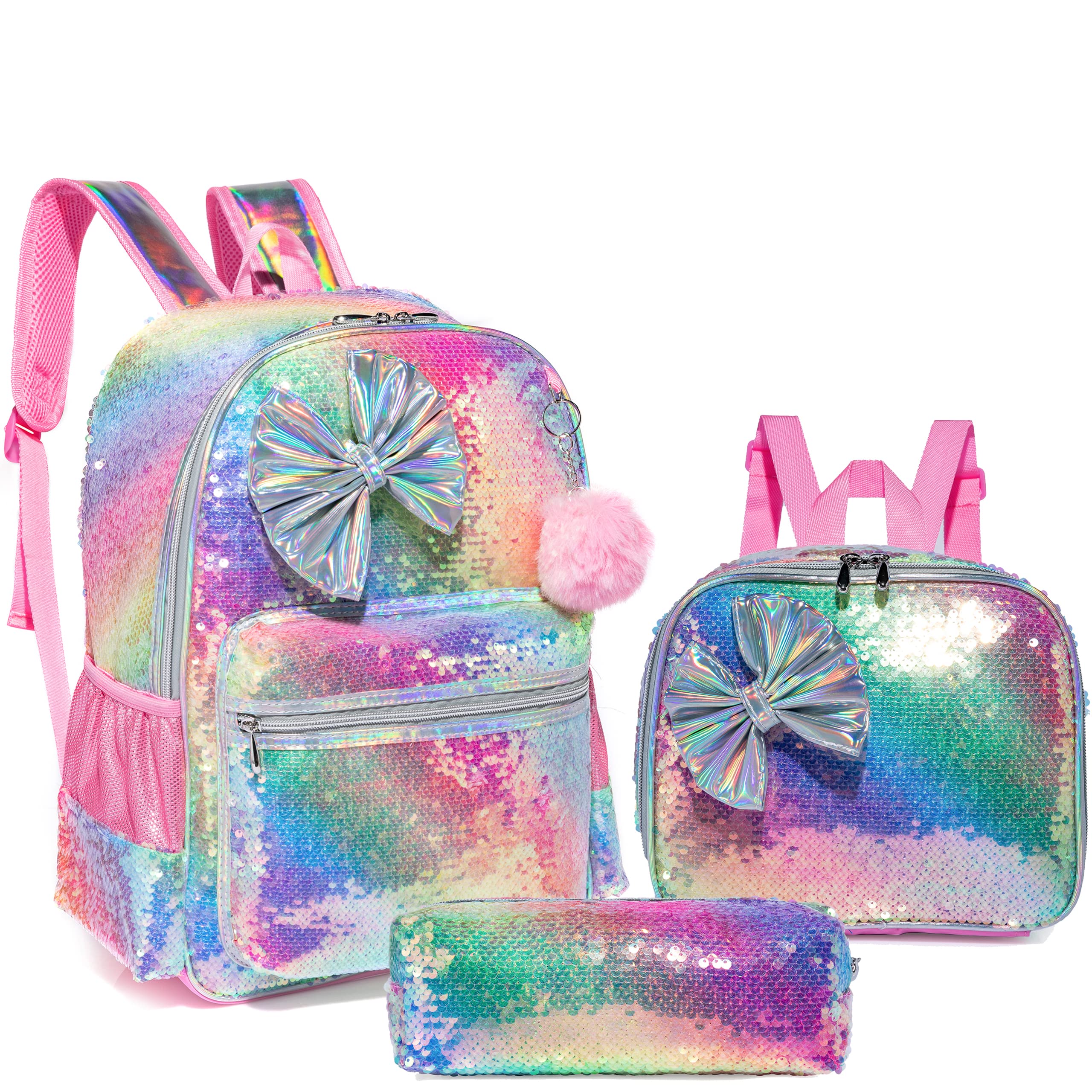 HTgroce Zaino Bambina, Zaino Coda di Grande Ragazza Zainetto Asilo Paillettes Bambino Zaino Scuola Elementari Bimba con