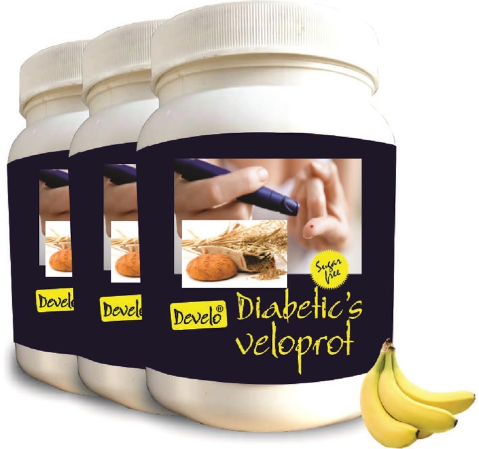 Image of Develo Diabetes Protein Powder Sugar Free Diabetic Nutrition & care - 3kg (Pack of 3) Banana