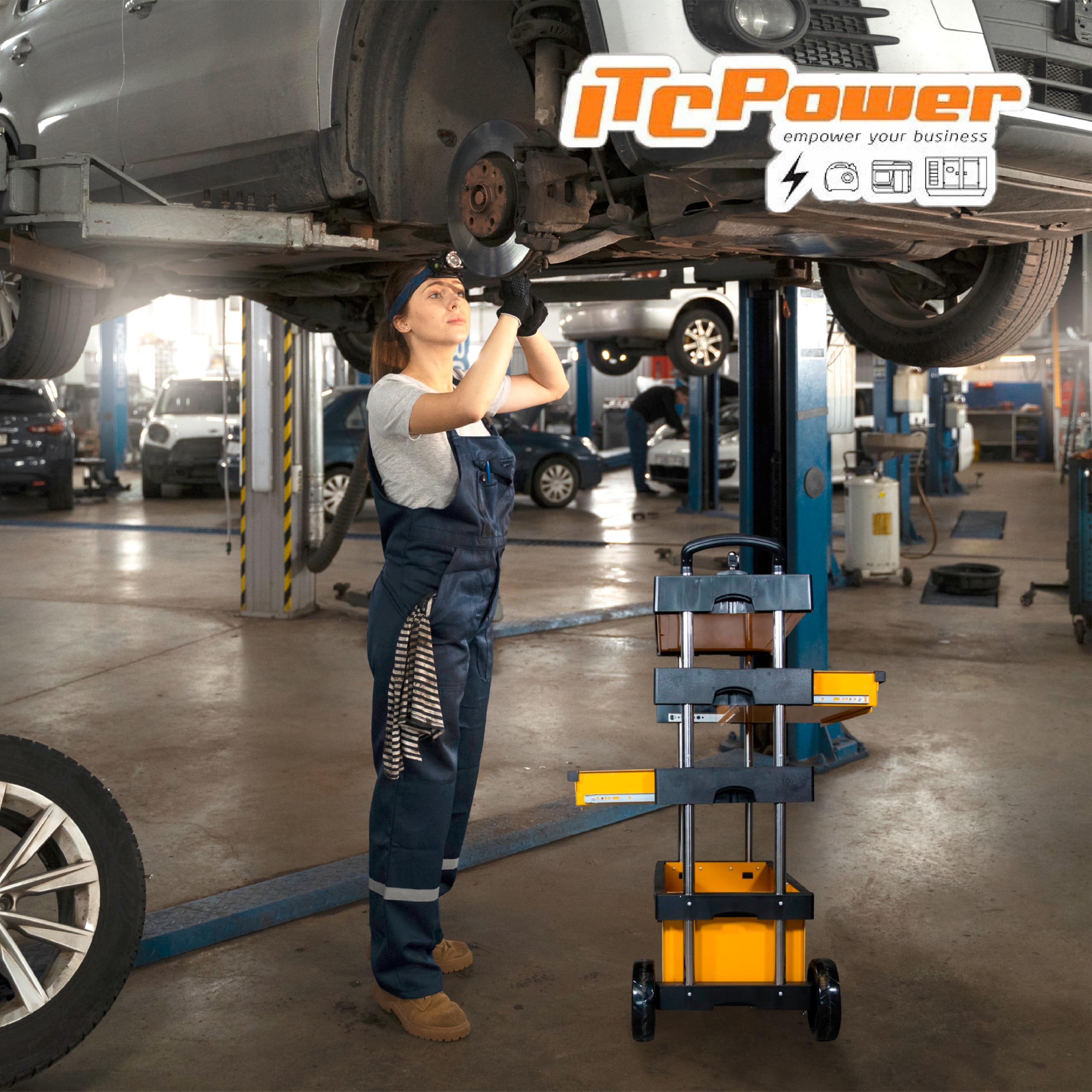 Kompak KP-KT01 Carro para Herramientas Plegable Transportable, amarillo y negro