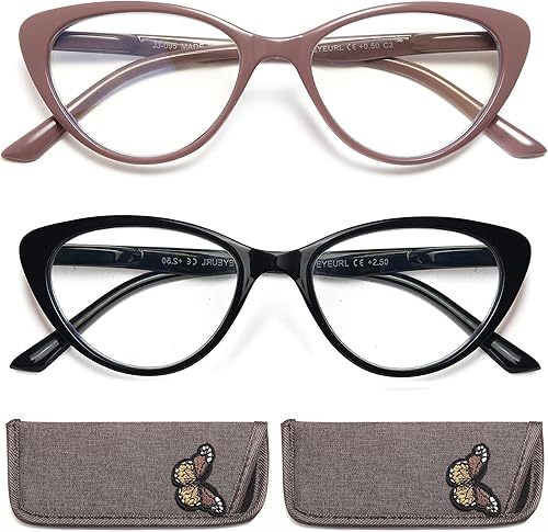 Miniatura 10 de EYEURL Paquete de 2 lentes de bloqueo de luz azul de ojo de gato para mujer, ligeros, con pantalla azul, lentes antirreflejos