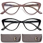 EYEURL Cat Eye Reading Glasses for Women - 2 Pack Blue Light Blocking Computer Readers 2.25 Spring Hinge Anti Glare/UV Ray Eyeglasses