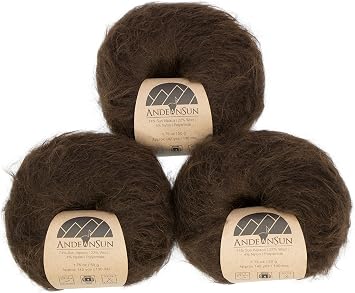 Set of 3 Suri Alpaca Merino Wool Yarn, Aran, Afghan [426 Yards Total] Chocolate #4 Worsted