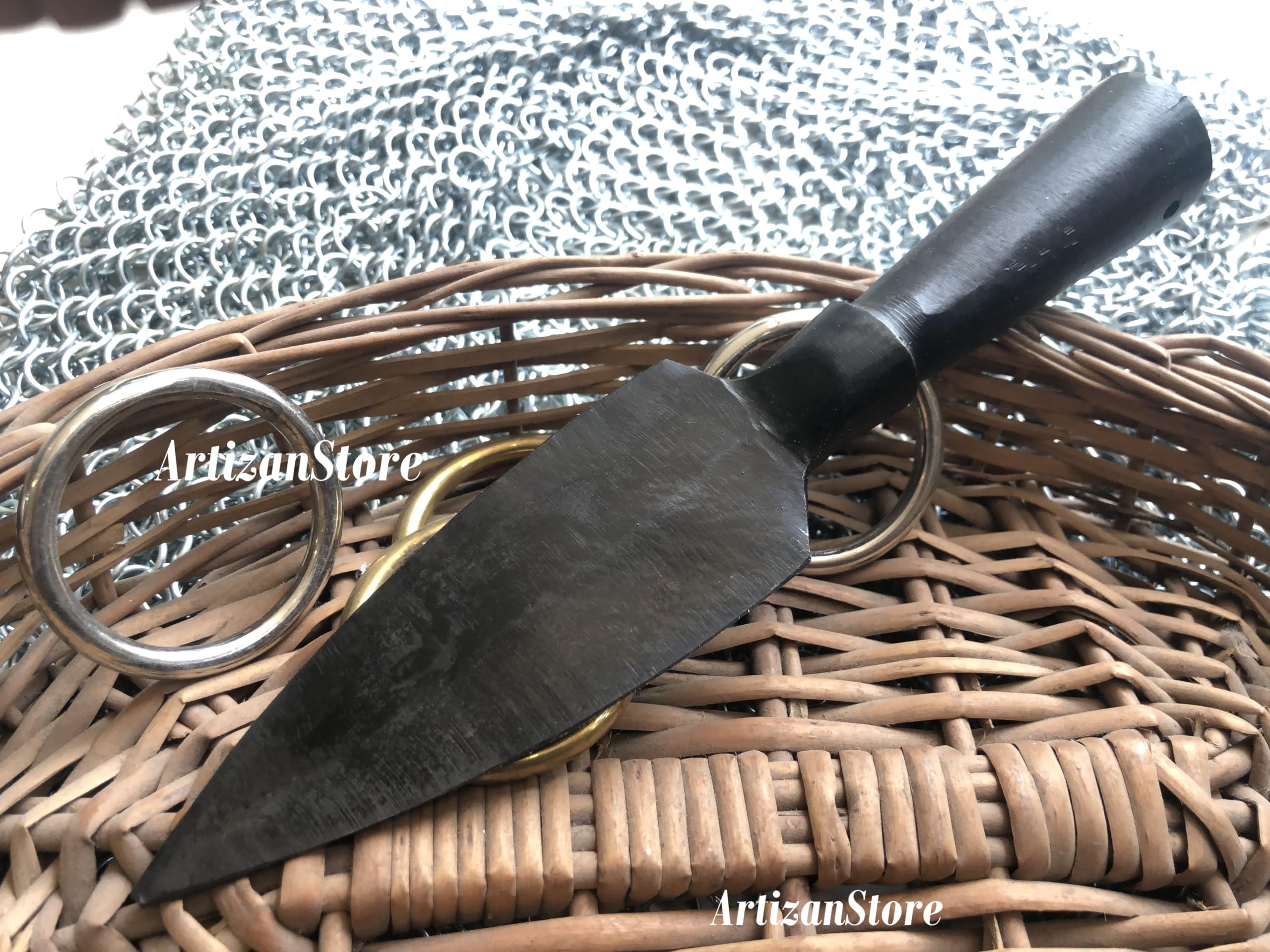 ARTIZANSTORE Forgiato A Mano Saga Vichingo Ferro Lancia Testa Riproduzione Romana O Medievale Acciaio Punta di Lancia (15 '', Nero Antico)
