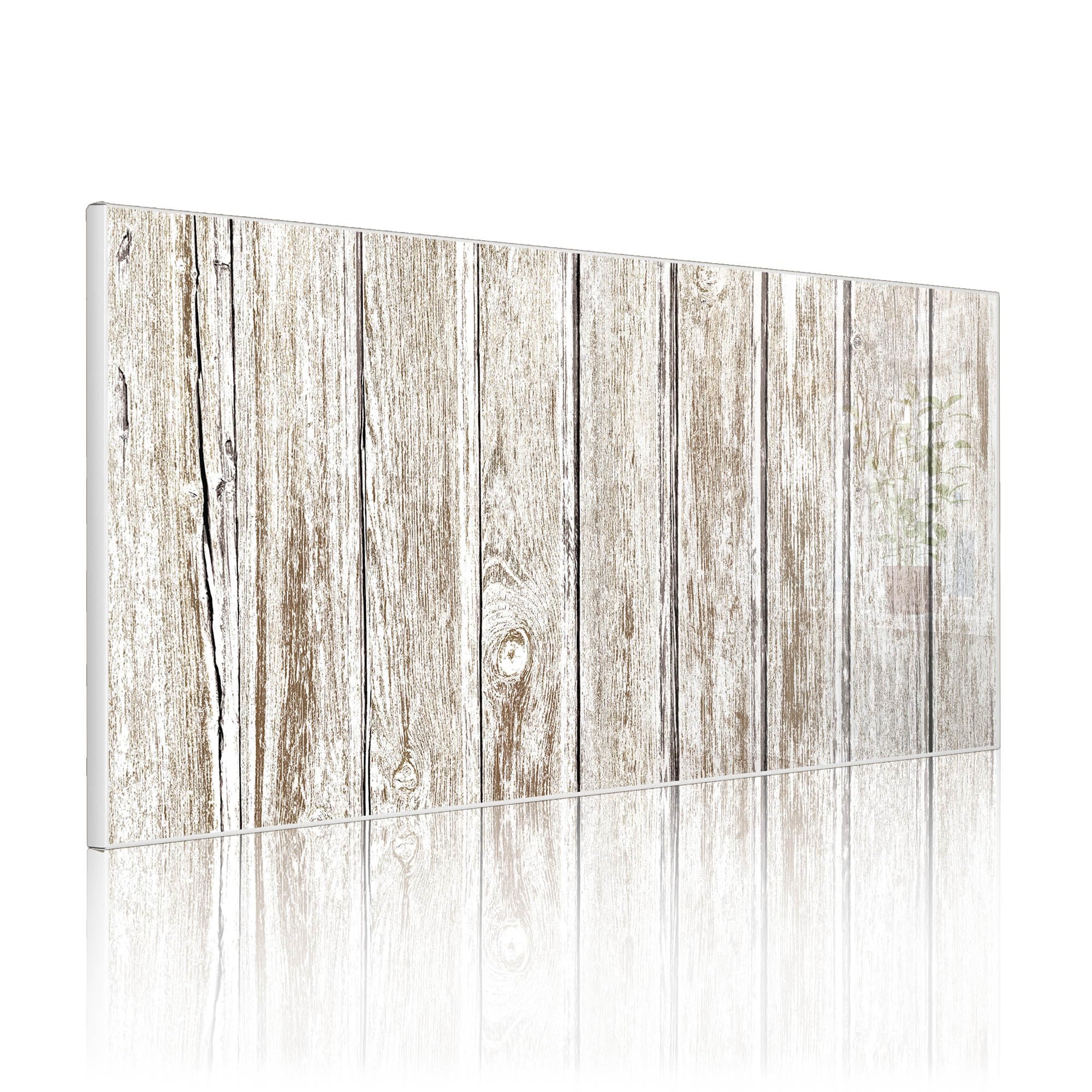 banjado Magnettafel Metall 78 x 37cm - beschreibbare Magnettafel - Metall Pinnwand als Memoboard - Magnetwand Küche, Büro, Kinderzimmer Weiß inkl. 4 Magnete & Montageset - Motiv Weißes Holz