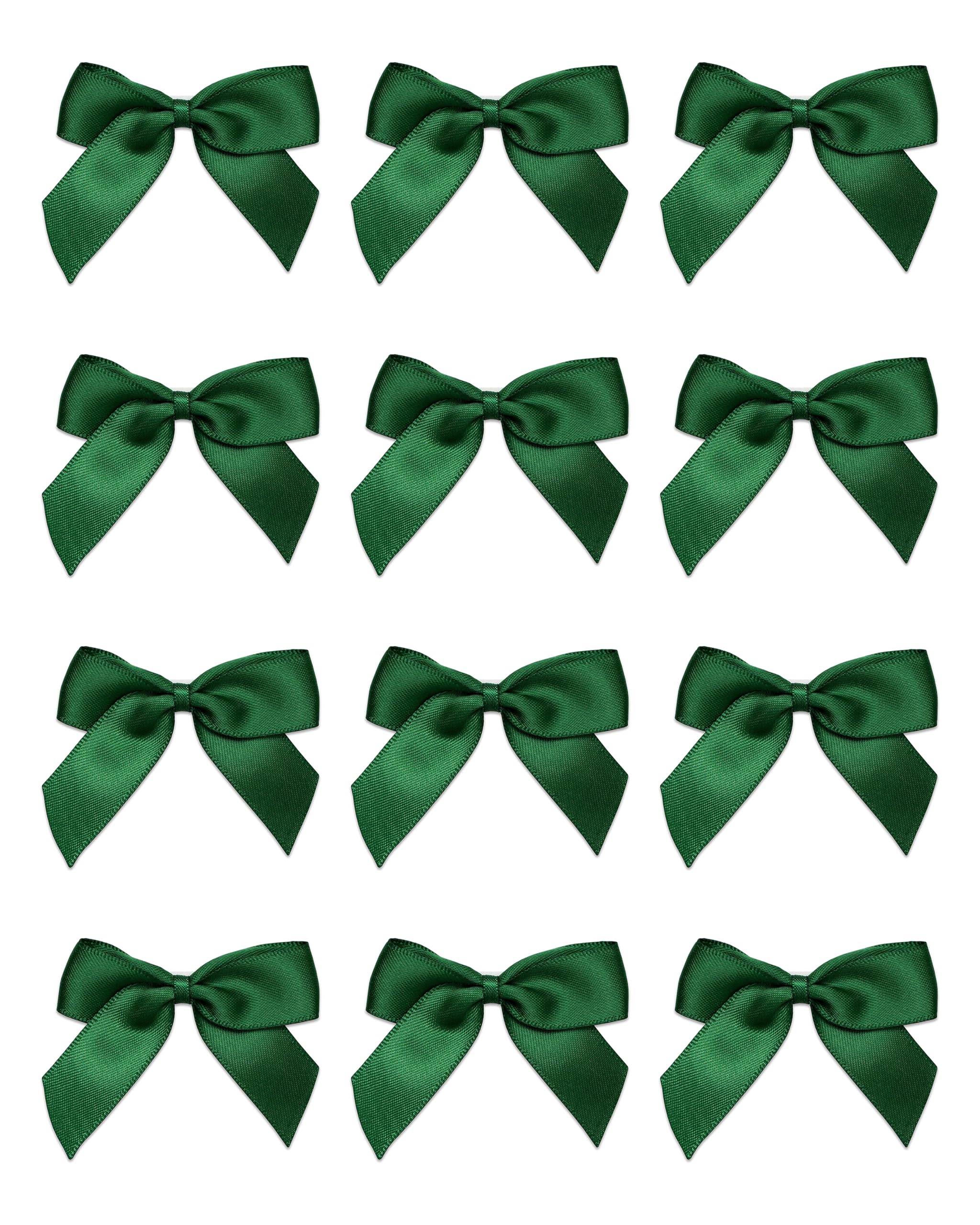 Italian Options Small Satin Ribbon Bows, Self Adhesive Bow Decorations for Crafts, Gift Wrap, Hampers, Hair Bows, Wedding Stationery, Floristry, Christmas, Cakes, Crafting, Bottle Green, 12 Pack, 5 cm