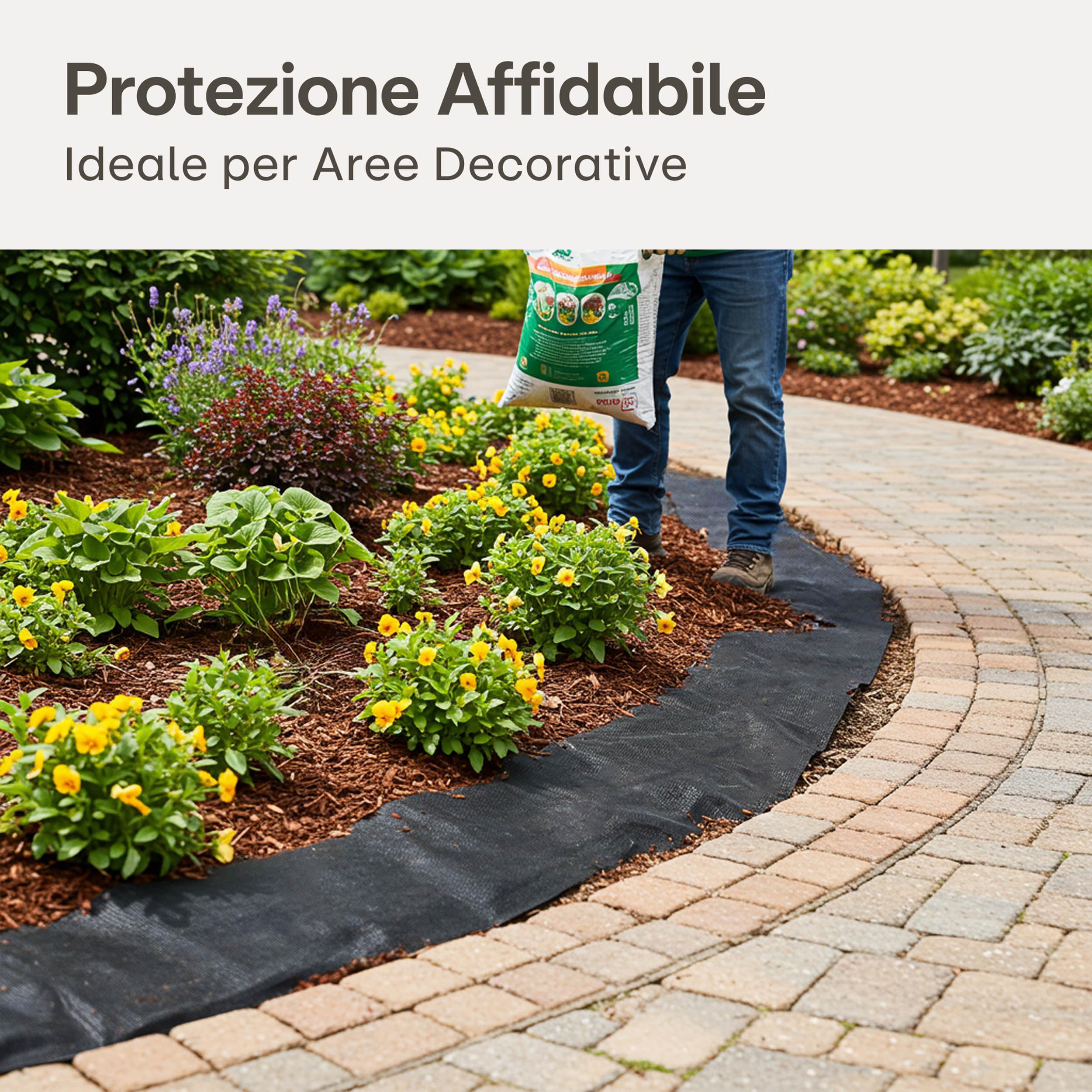 Praknu Telo Pacciamatura 150g/m² con 12 Picchetti – Extra Resistente & Antistrappo – 25m² Telo per Pacciamatura & Controllo Erbacce – Perfetto per Vialetti, Ghiaia & Giardini Rocciosi