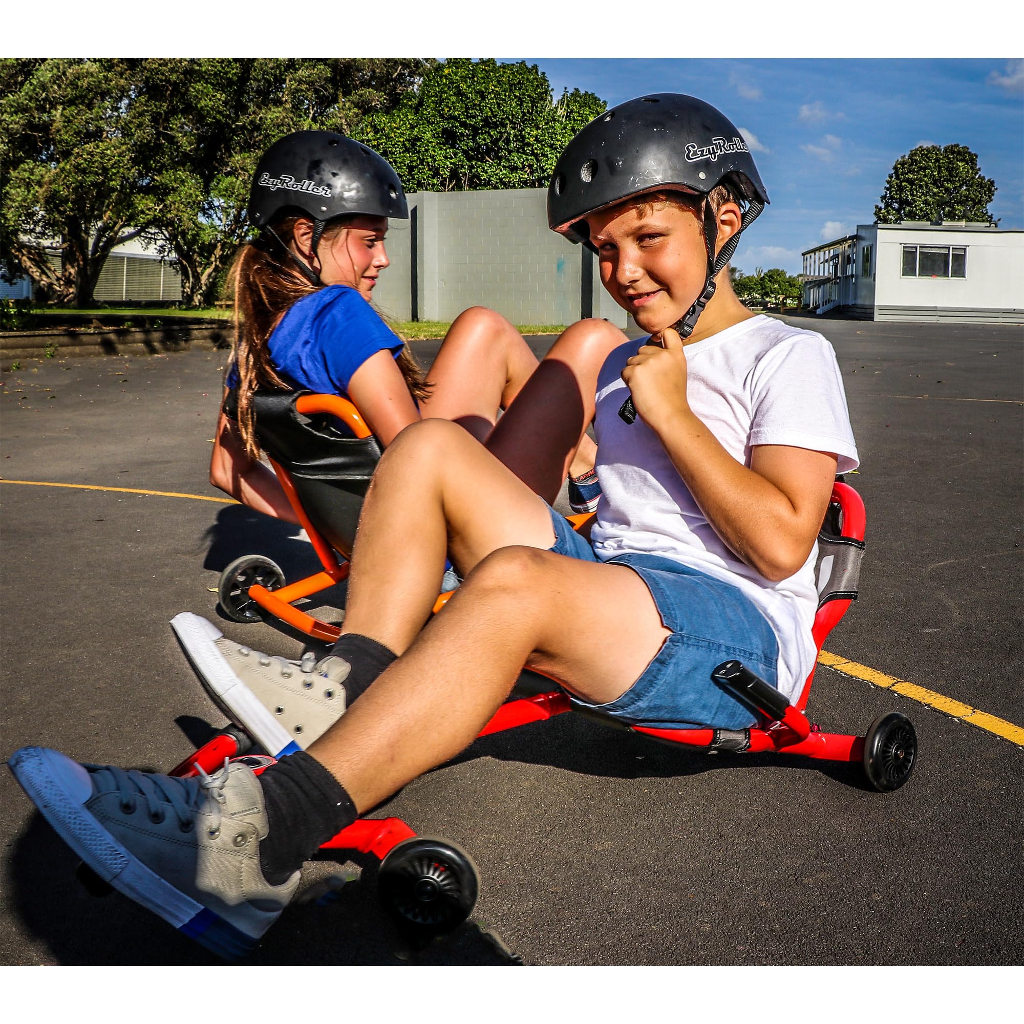 EzyRoller Classic X Kinder Go Kart Drift Trike für 3 bis 14+ Jahre | Gokart Dreirad Fahrzeuge für draußen 1 Sitzer Tretfahrzeug (schwarz