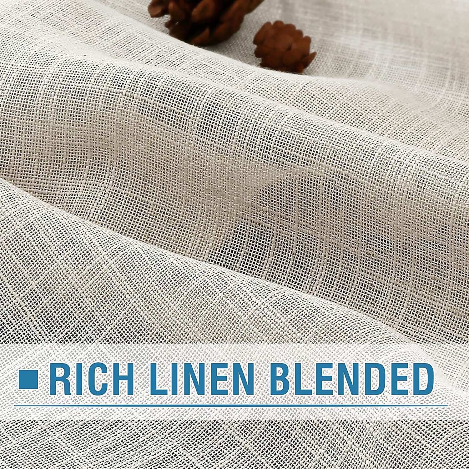 Tende Fmfunctex In Lino Effetto Naturale 132x137 Cm – 2 Pannelli Con Occhielli – Grigio