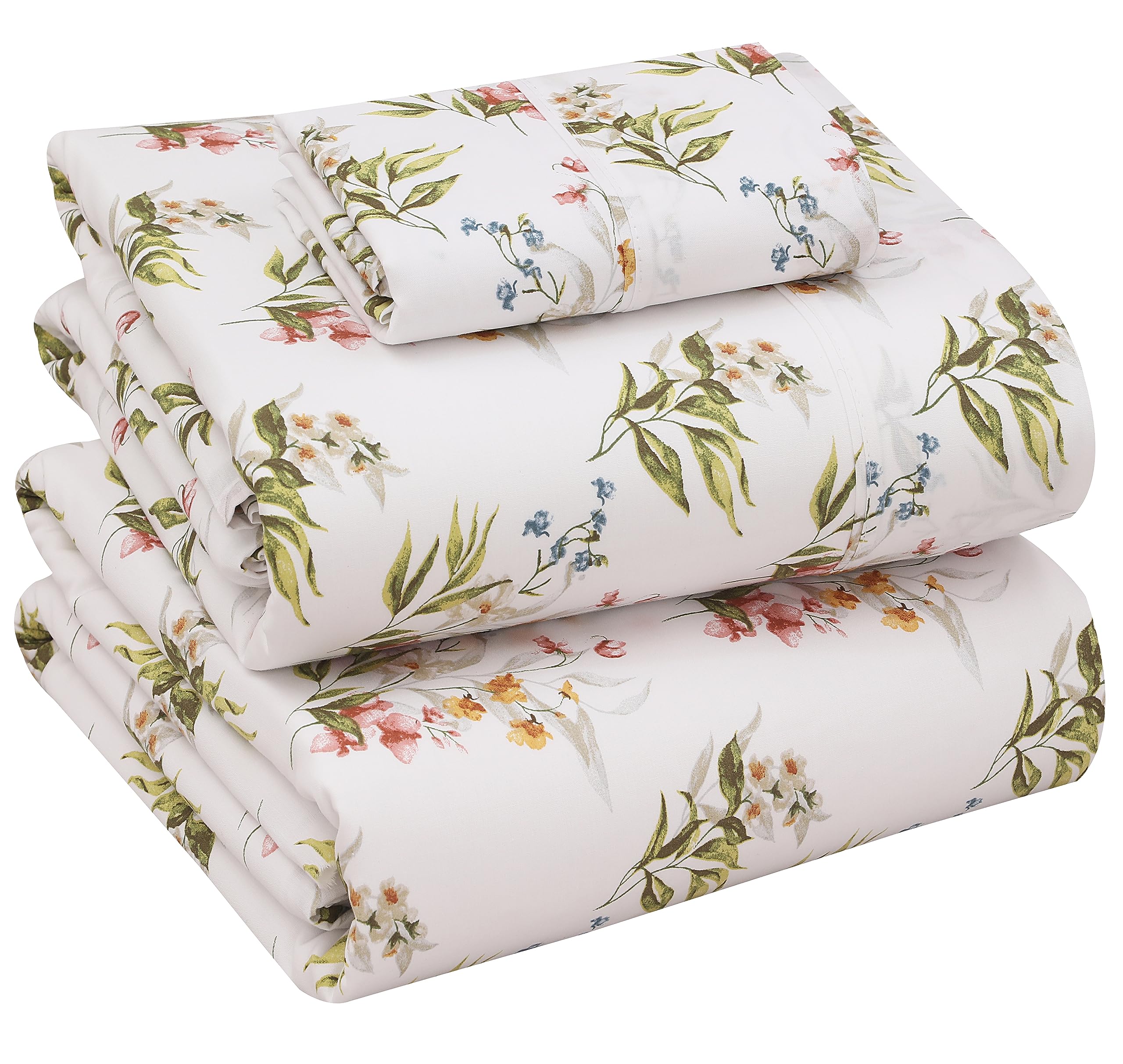 Ruvanti 100% Cotton Sheets - Crispy Cooling Percale Twin XL Sheet Set, 16 Inch Deep Pocket, Floral Bliss, 3 Pieces — image 1