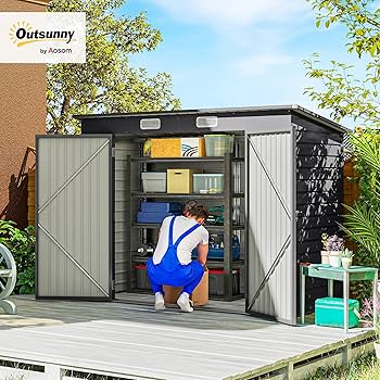 Gallerìa Shop Outsunny 8 x 4FT Metal Garden Storage Shed with Double Doors
