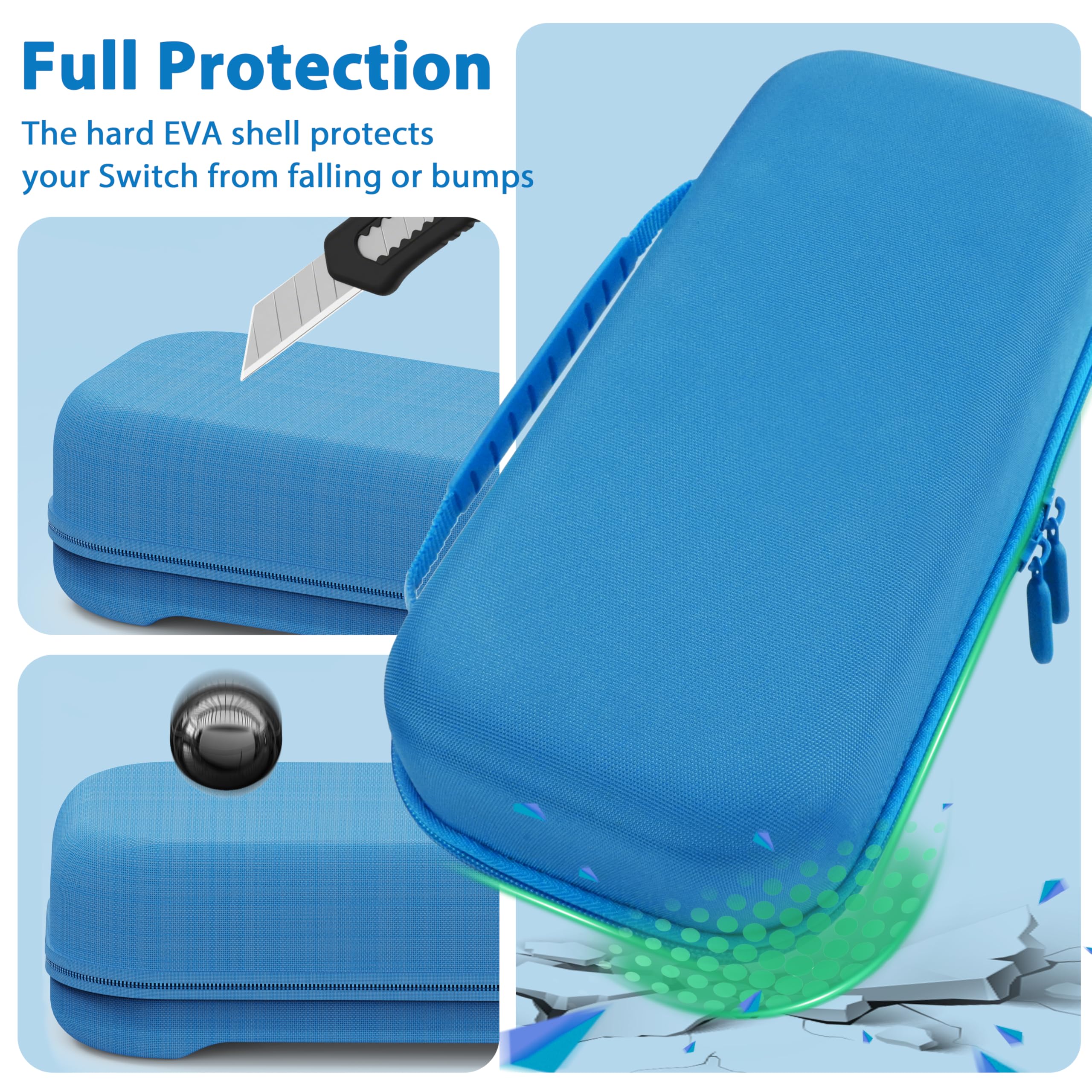 TIKOdirect Étui de transport pour Nintendo Switch 2 (2025) et Switch OLED 2021 et Switch 2017, sac de voyage rigide portable pour Joycon et adaptateur, étui de protection avec 24 emplacements pour