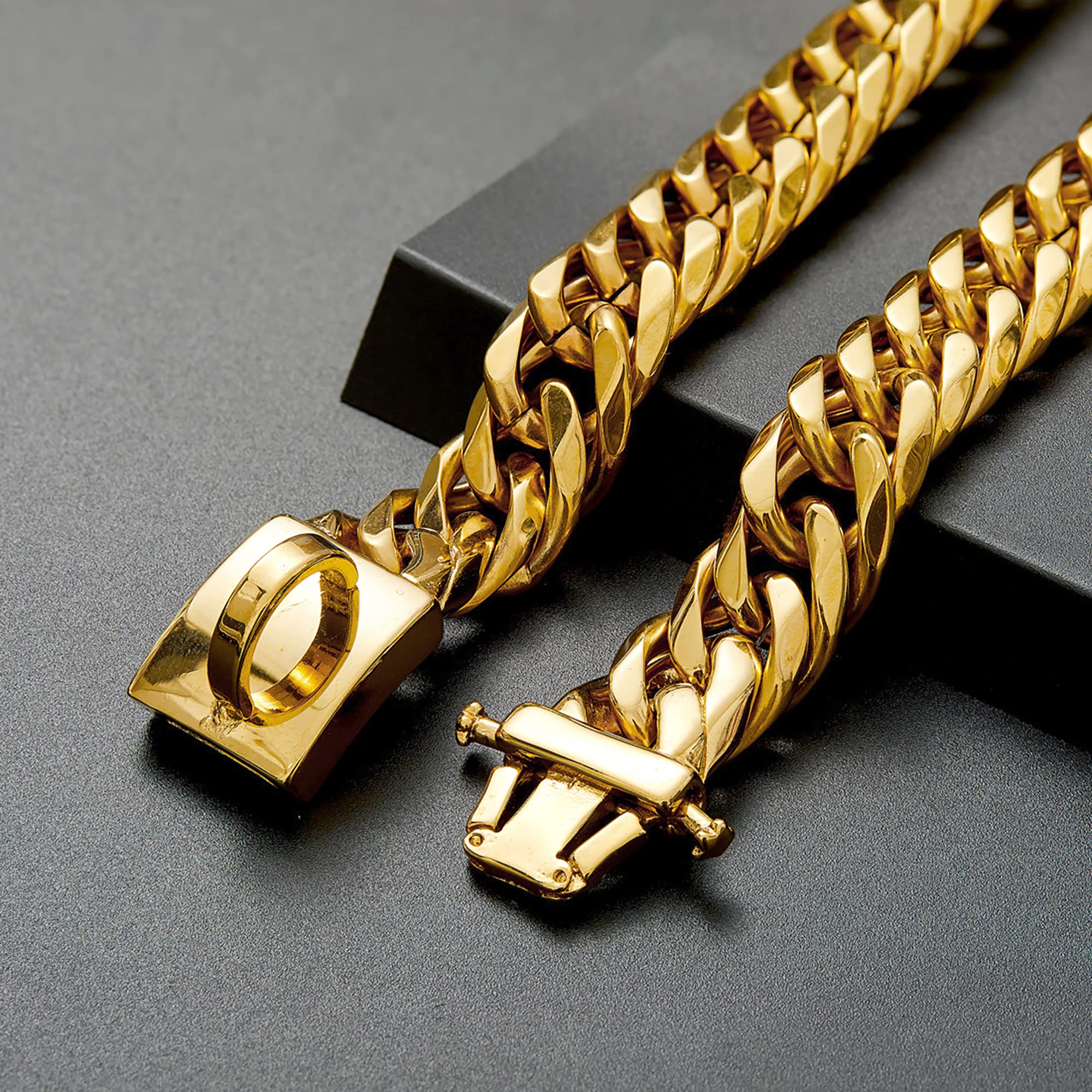 Amazon.com : BAOBOTE Gold Chain Dog Collar with Secure Snap Buckle