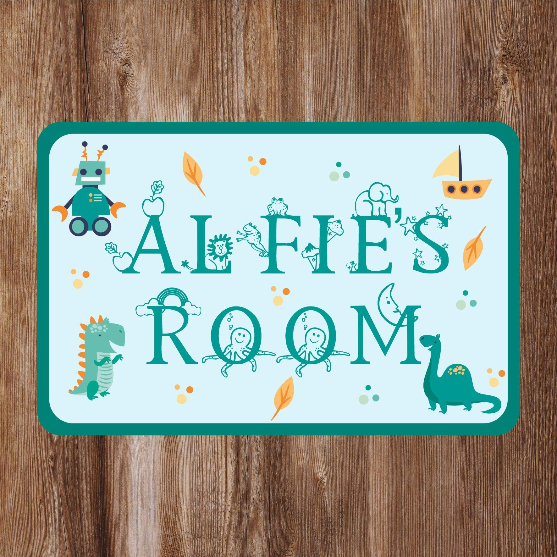Precision Designs Boys Animal Alphabet Door Sign Personalised For You - Any Name! Door Plaque,Girls/S,Nursery,Decor,Kids Room,Animals