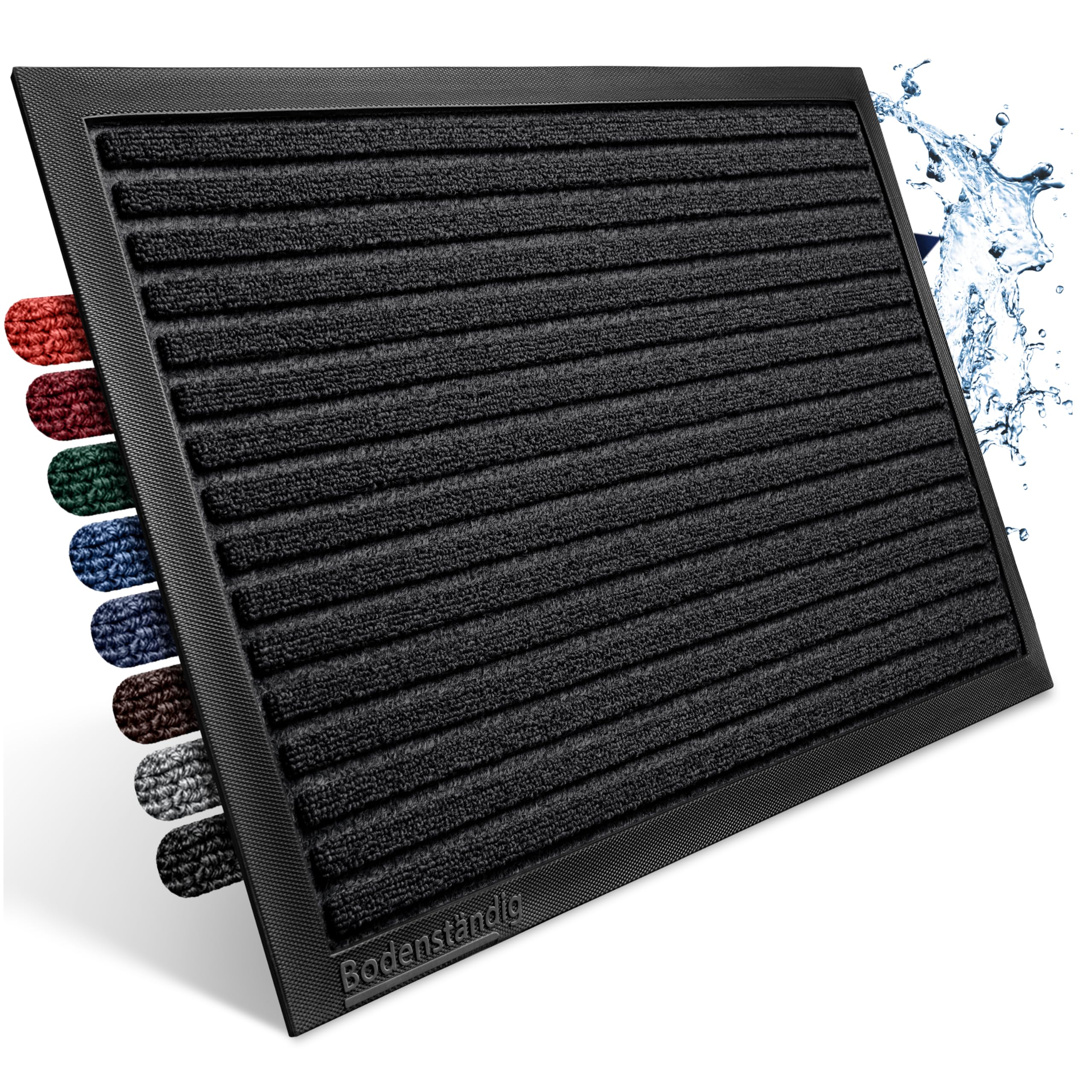 Bodenständig Fußmatte außen - extrem rutschfest & langlebig - Fußabtreter außenbereich schwarz 60x90cm - Türmatte in Perfekter Größe für die Haustür - Fussmatte aussen - Türvorleger gestreift