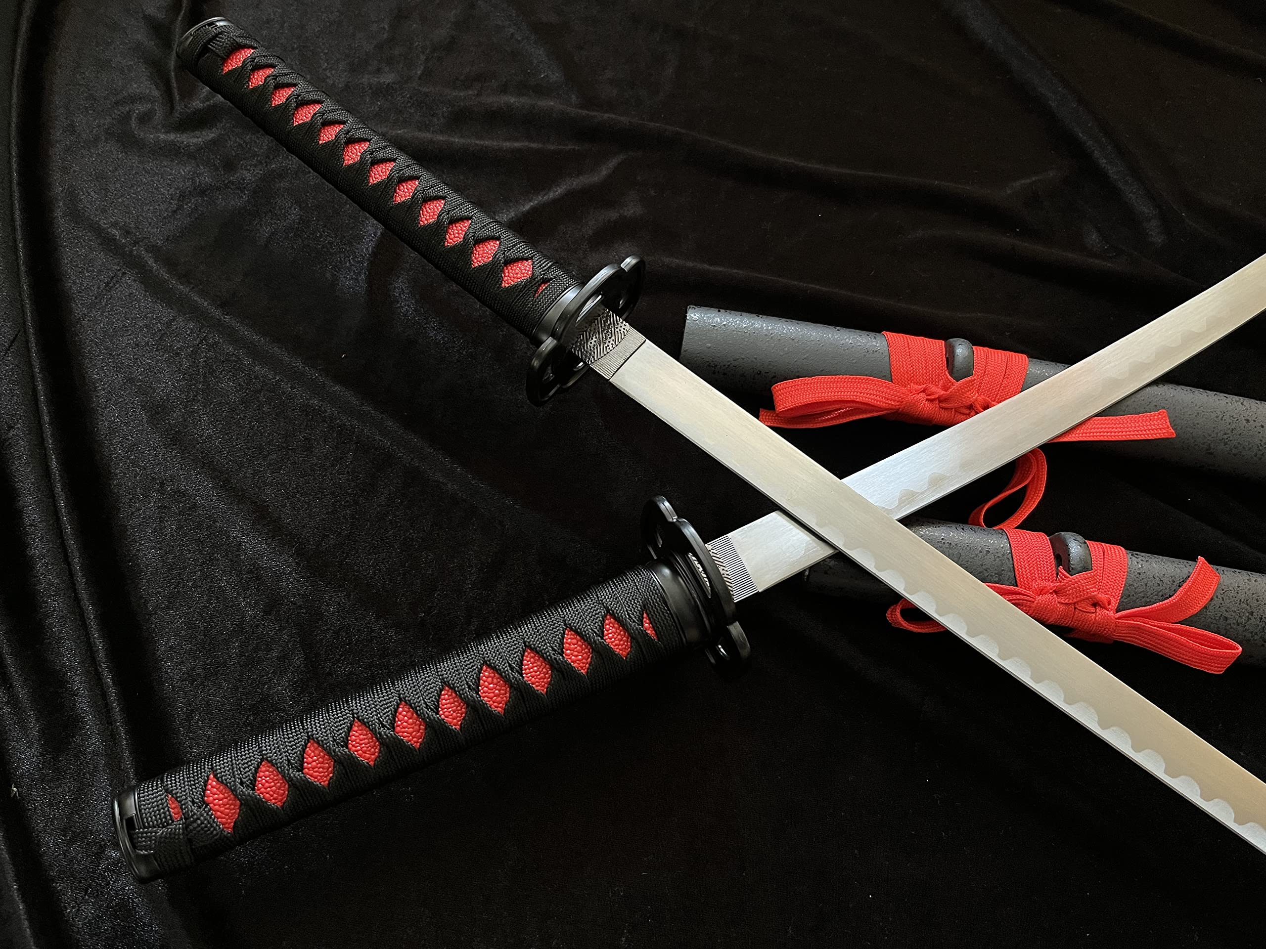 Schwert Set - Katana Schwert Echt, Wakizashi, Tanto - Samurai Schwert aus Stahl - Samurai Schwerter als Anime Deko - Japanisches Sword mit Schwertständer - Ninja Schwert