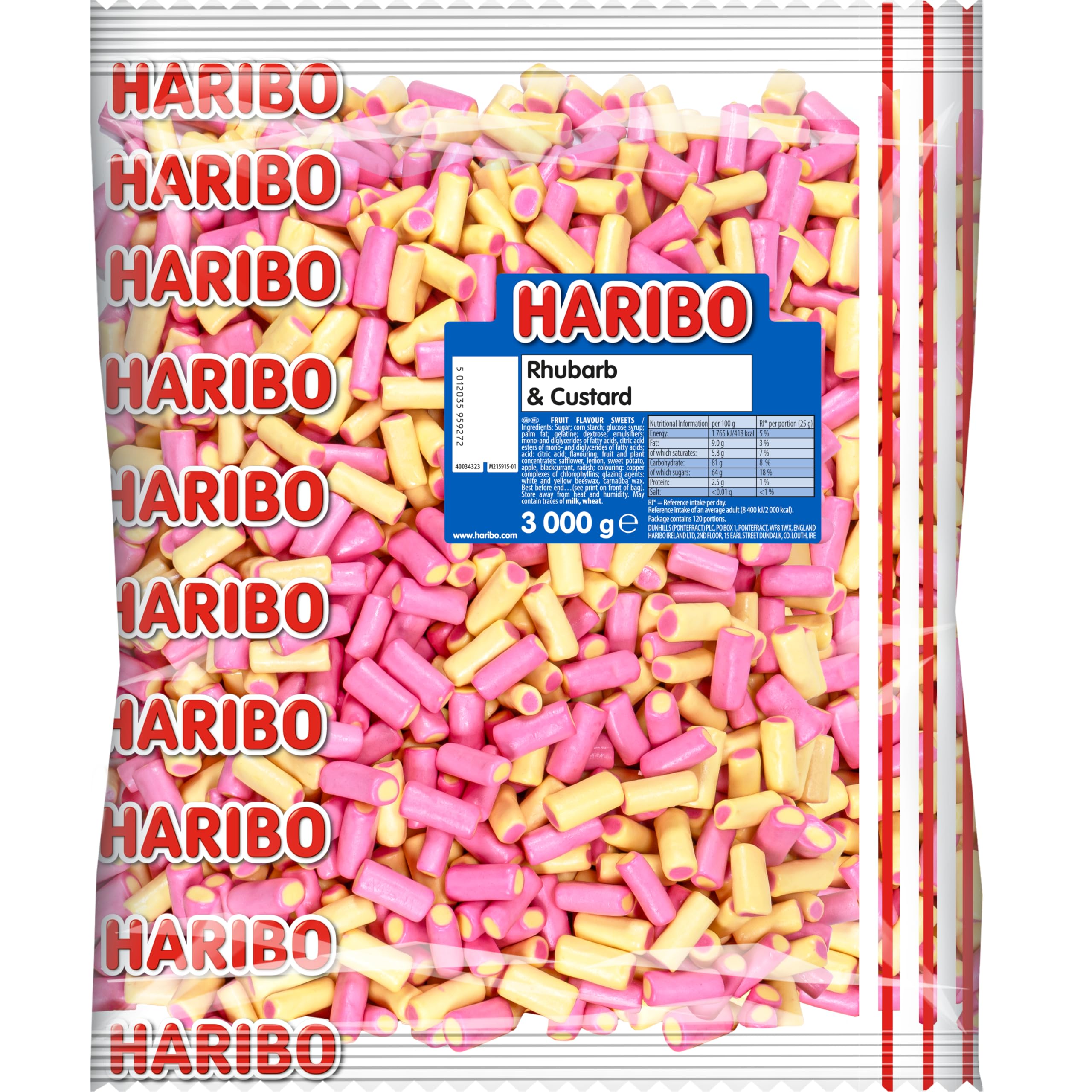 HARIBO Rhubarb and Custard Bulk Bag, 3 kg