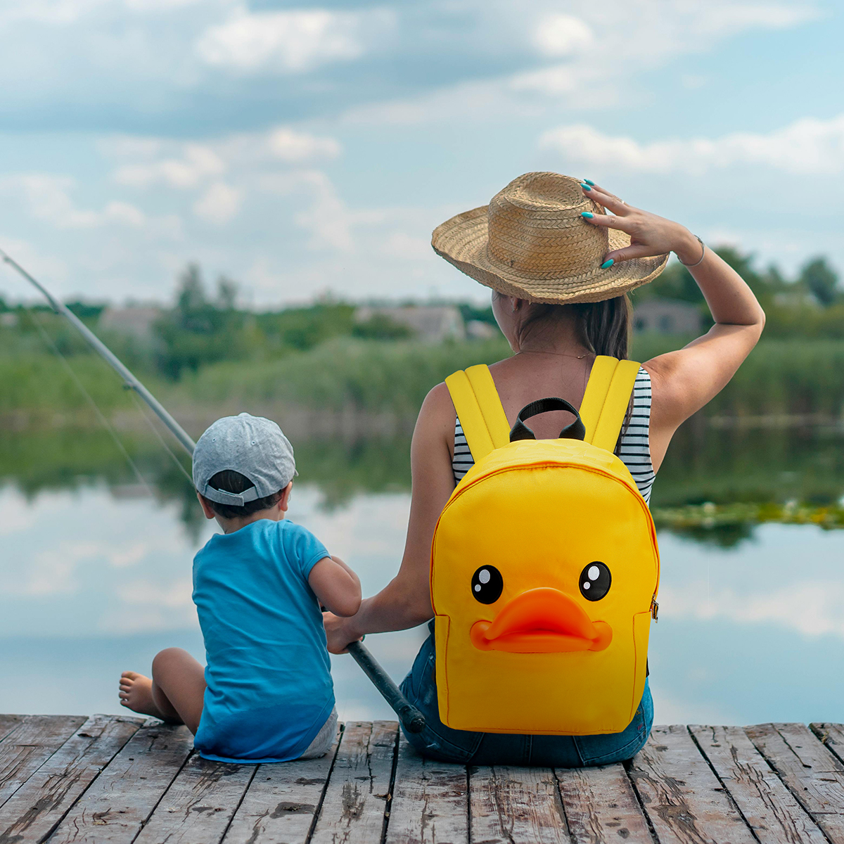 B.Duck Cute Toddler Backpack, Cartoon Yellow Backpack for Kids