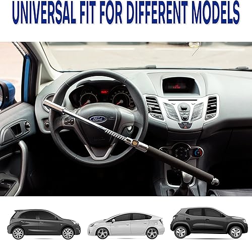 Miniatura 2 de Zento - Cerradura universal para volante  Cerradura segura antirrobo para automóvil  Longitud ajustable doble gancho retráctil prevención de robos