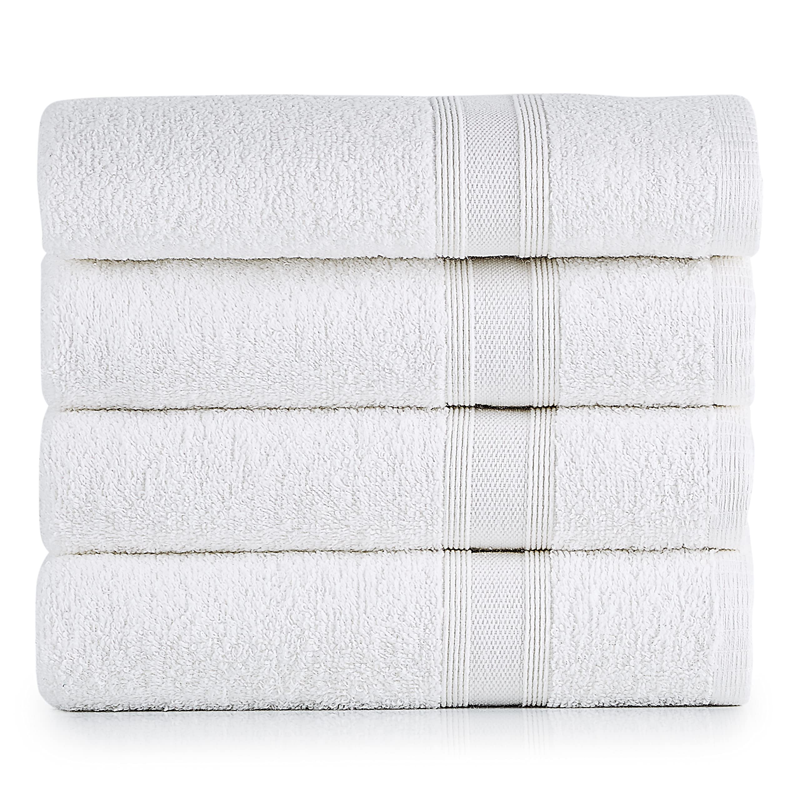 Tuiste Set di Asciugamani Bianchi, Super Assorbenti, Asciugamani Mani, Perfezionare per Hotel & Spa - Massima Morbidezza, 100% Cotone, 4 Pezzi Asciugamani Bagno Viso Bianco (50x90cm)