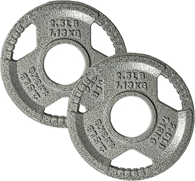 Fitvids Cast Iron 2-Inch Olympic Weight Plate for Strength Training & Weightlifting, Multiple Weights Available