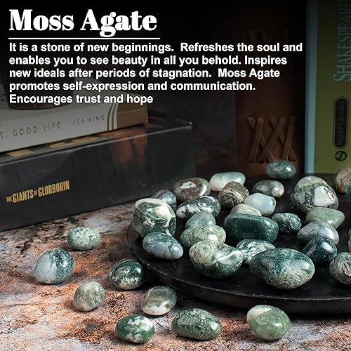 Miniatura 3 de Piedras pulidas y cristales de ágata musgo, regalos a granel para mamá, piedras pulidas, colección de rocas, jarrón con relleno de cristales