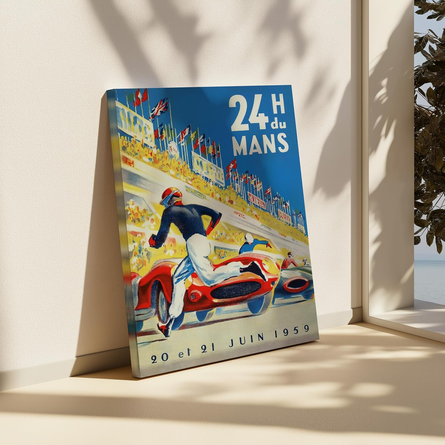 Monem Art Car Racing Canvas - Retro 24 Hour Le Mans Print - France Art - Race Car Art - Gift for Him, Men, Car Enthusiast - Decor for Office, Bedroom, Living Room - Available in 8x10 to 30x40