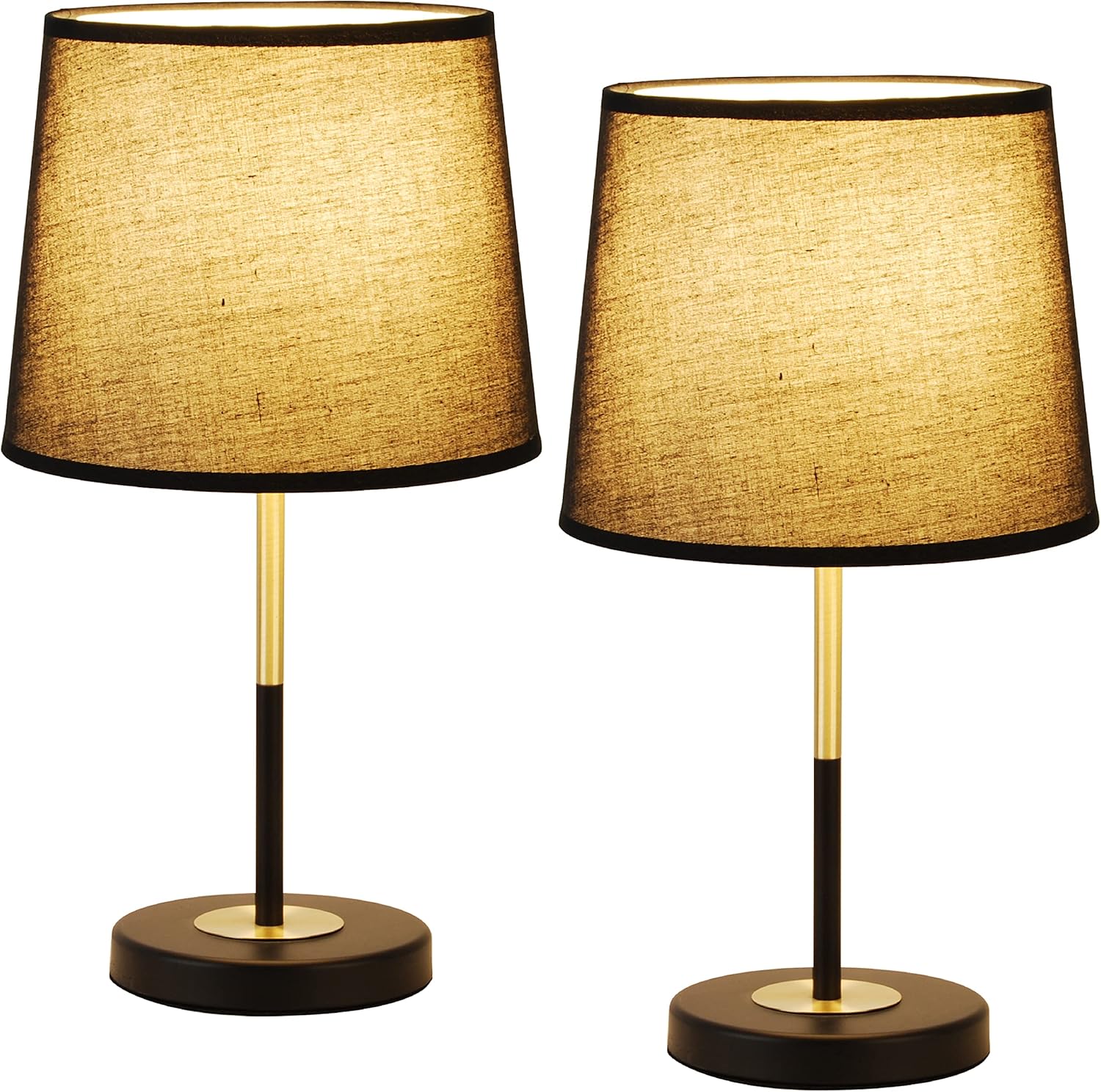 Hamilyeah Black and Gold Table Lamps for Bedroom Set of 2, Modern