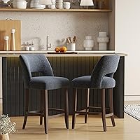 Vista 28 de VKNOW Juego de 2 Taburetes de Bar, Taburetes de Bar Tapizados de Altura de Mostrador, Taburetes Modernos de Mostrador con Patas de Madera para Isla