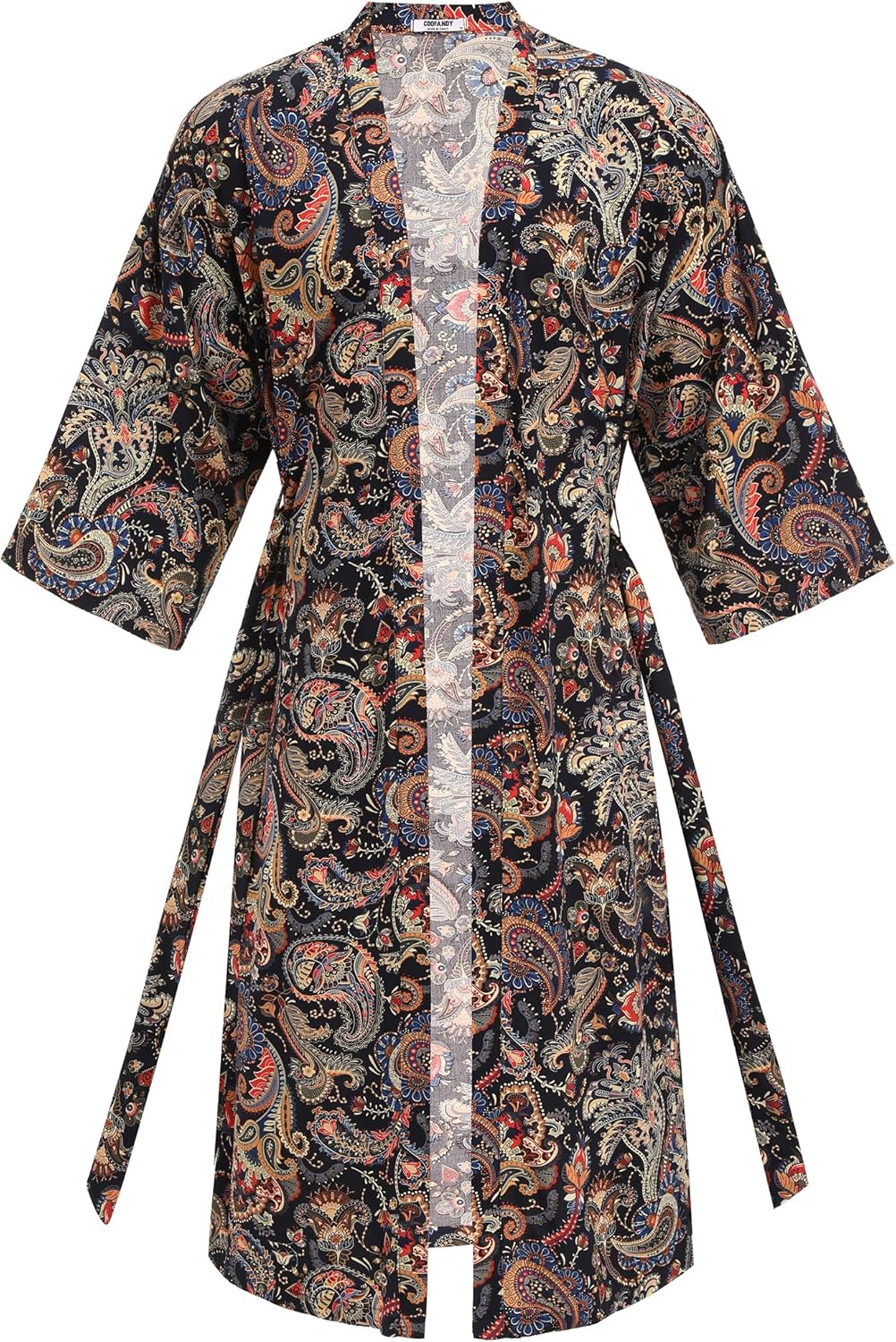 COOFANDY Men's Lightweight Kimono Robe Japanese Bathrobes Open Front Long Cardigan Cloak with Belt - Image 6