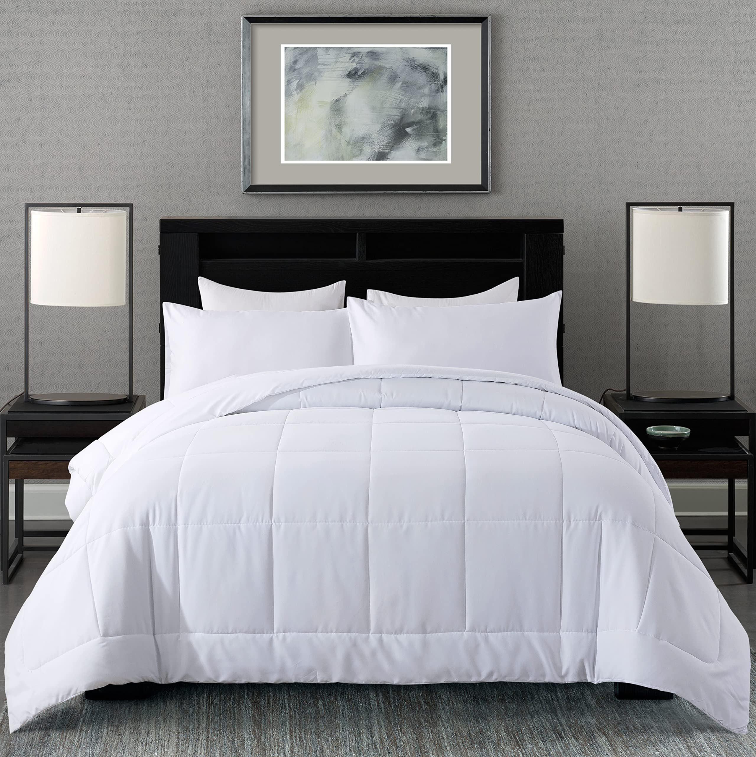 Twin Comforter Set -All Season Bedding Comforters Sets with 1 Pillow Case -2 Pieces Bed Set Down Alternative Comforter Set -White Twin Bedding Sets(64"x88")