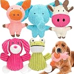 5 Pack Squeaky Dog Toys, Stuffed Plush Puppy Tough Chew Toys Animal Toys for Puppy Small Medium Large Dogs
