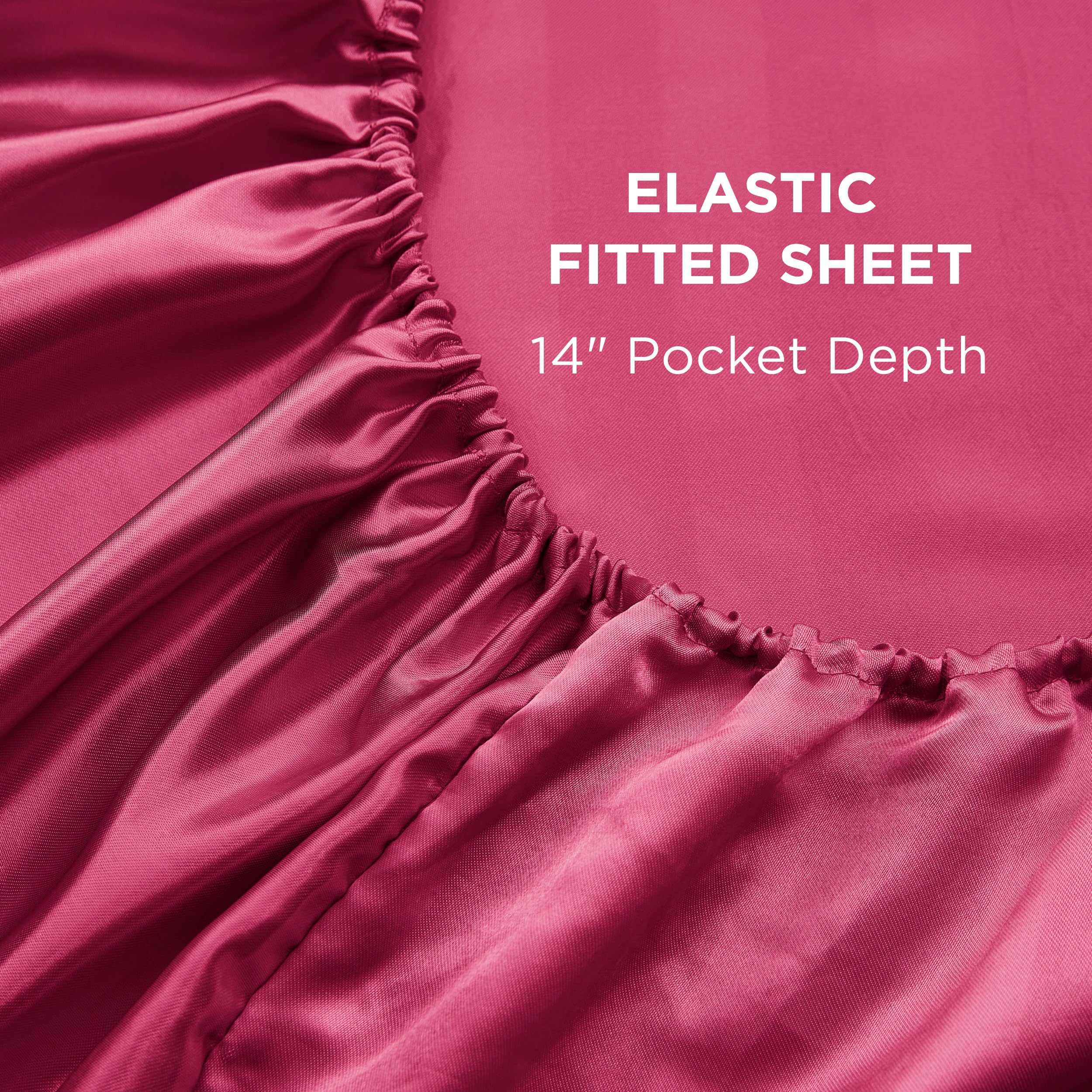 Juicy Couture Silky Satin Damask Sheet Set - Luxury Hot Pink Bedding - Smooth Striped Sheets - Queen Size