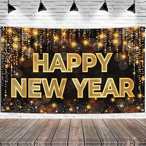 KatchOn, Cartel de feliz año nuevo extra grande  72 x 44 pulgadas  Cartel de Año Nuevo 2024 para decoraciones de feliz año nuevo 2024  Fondo de