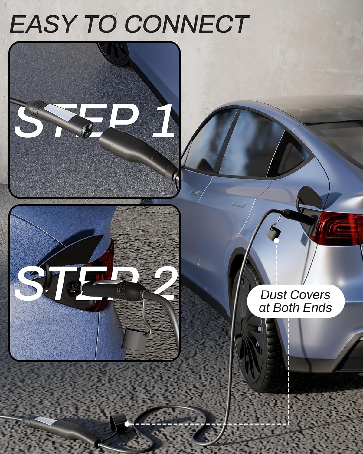 33ft Extension Cord for Tesla Charger 11kW 50A 240V Extension Cable for NACS Charger Compatible with Model 3/Y/X/S/Cybertruck, Extension Cord with NACS Plug for Level 1 & 2 Tesla Wall Connector