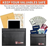 Vista 7 de Bolsas de documentos ignífugas, (15 x 11 y 9 x 7 pulgadas), bolsa de dinero ignífuga que no pica, bolsa de cartera ignífuga, juego de bolsas