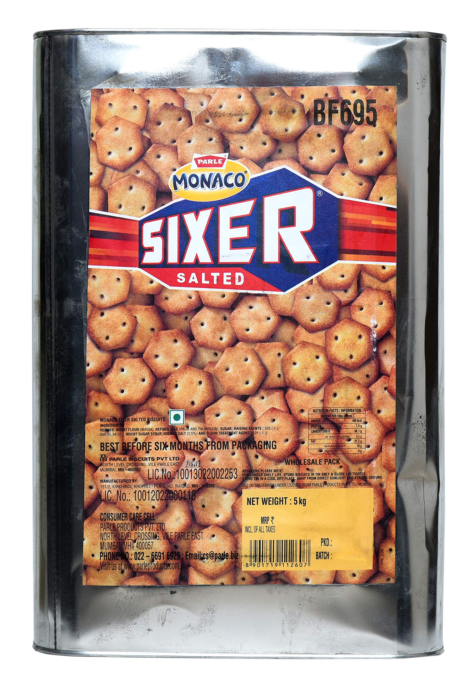 Parle Monaco Sixer Salted Biscuits 5Kg Big Pack. (B08L38WHJY) Amazon Price History, Amazon Price Tracker