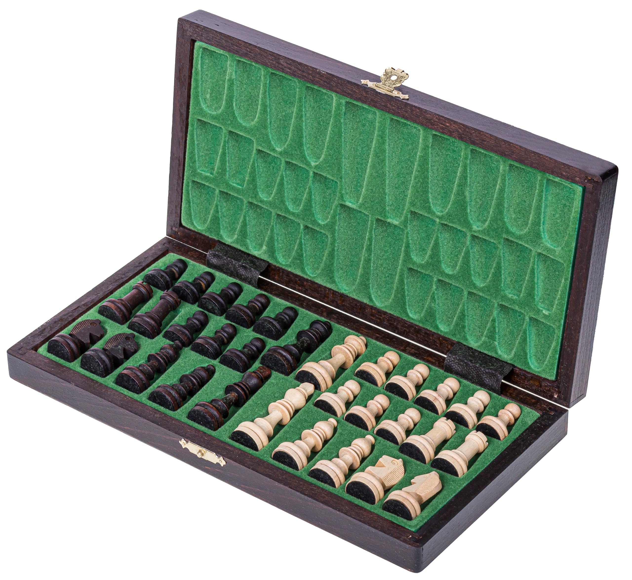 Luxe schaakspel indisch hout magnetisch 35x35 cm - speelgoed kopen? | Korting tot 53