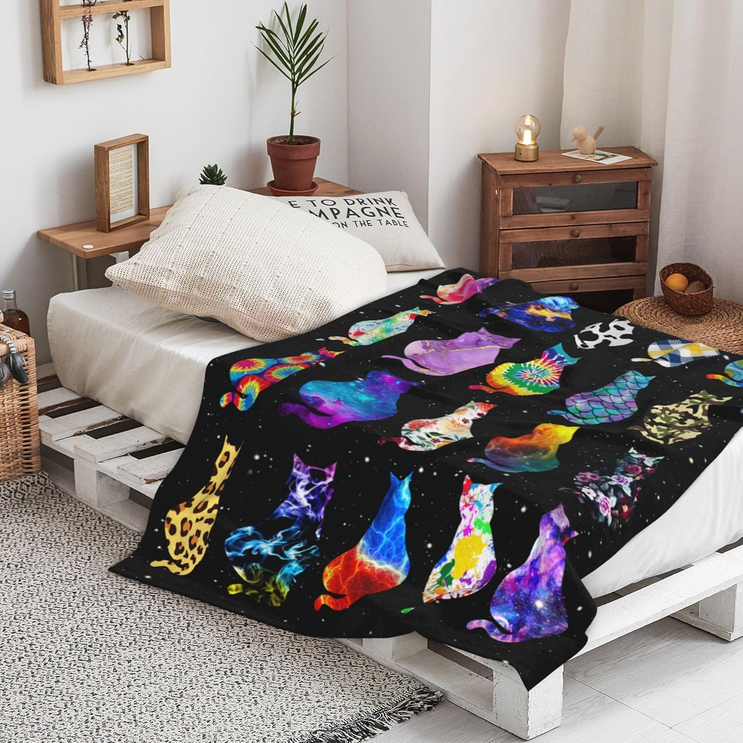 Cat Blanket Soft Cozy Flannel Throw Blanket Warm Lightweight Blankets Gifts for Cat Lovers Kids Girls Women Adults 80"x60"