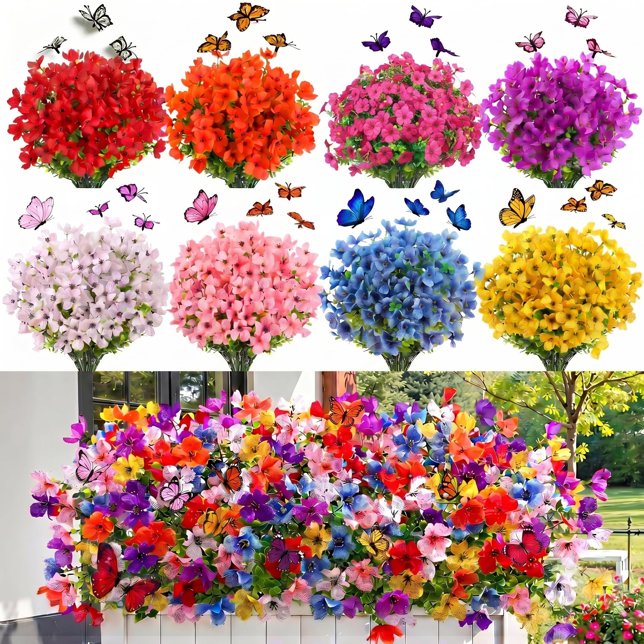 Fleurs artificielles pour extérieur résistantes au soleil pour balcons et fenêtres fleuries