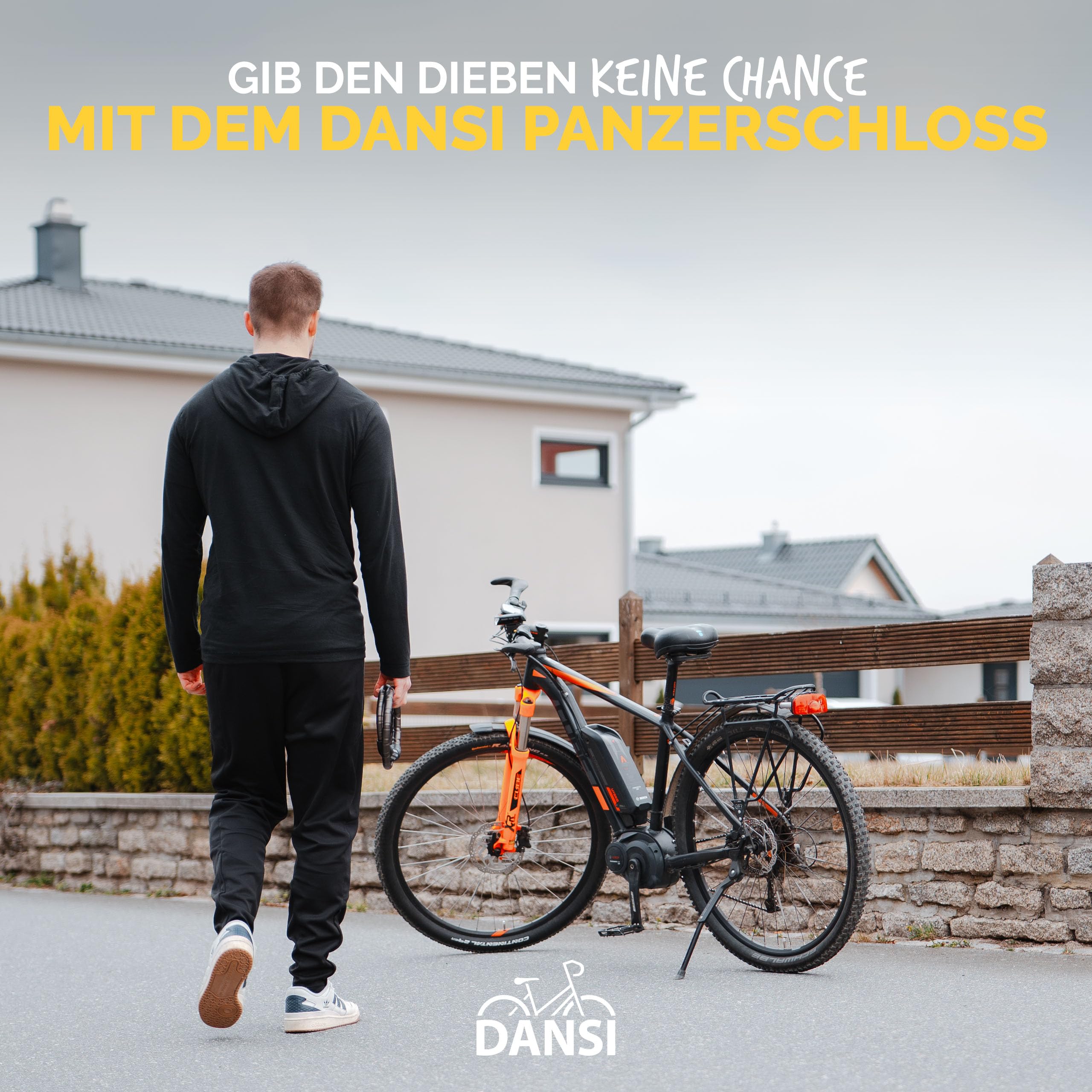 DANSI Panzerschloss Fahrrad I sicherer Diebstahlschutz mit 2 Schlüsseln I Fahrrad schloss, bike lock, Fahrradschloss, Fahrradschlösser, E-Bike