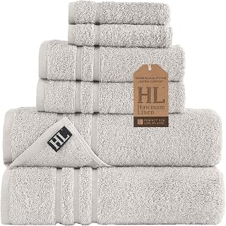 Hawmam Linen Ice Silver 6 Piece Bath Towels Set for Bathroom Original Turkish Cotton Soft, Absorbent and Premium 2 Bath Towels, 2 Hand Towels, 2 Washcloths
