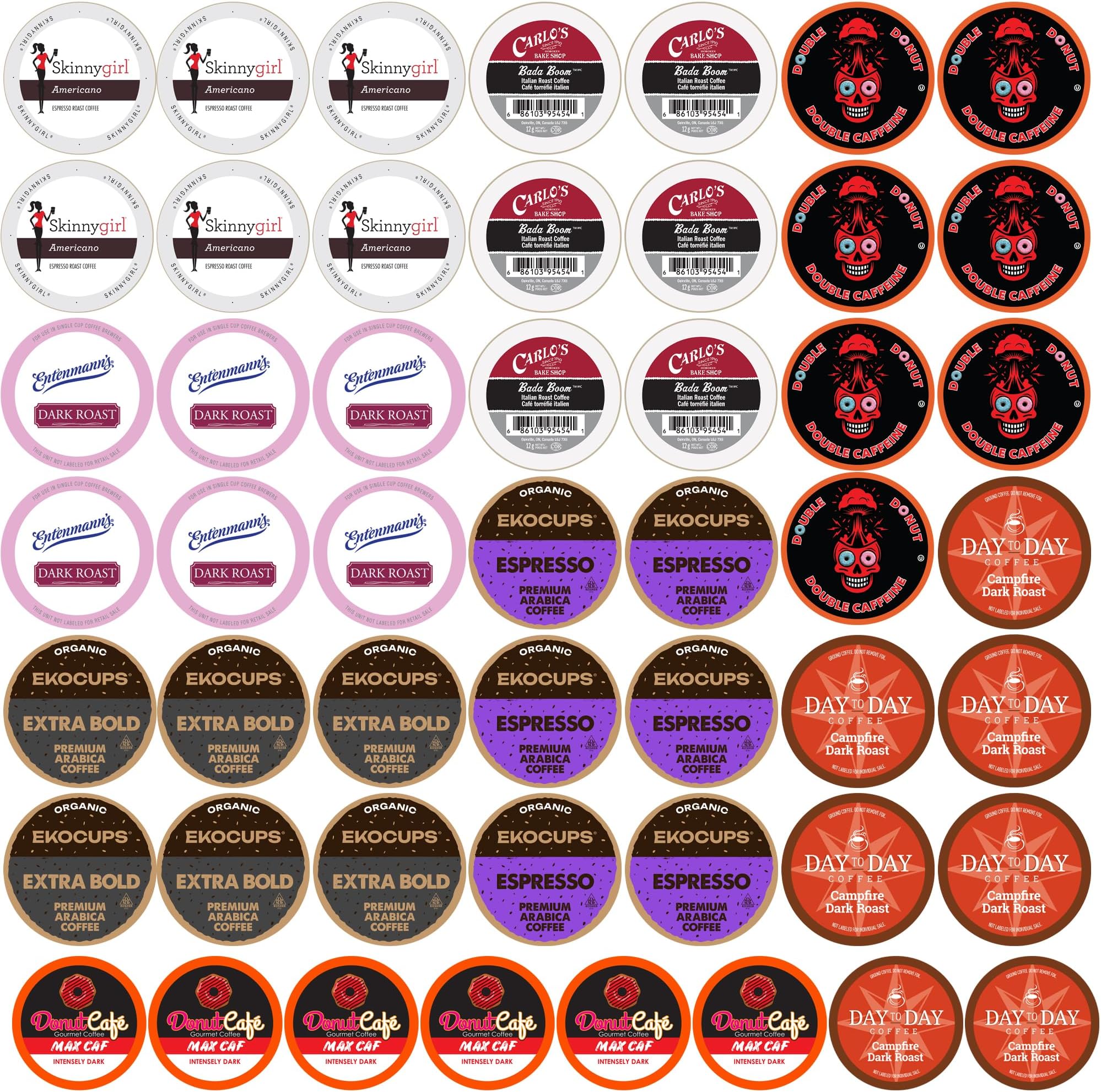 Perfect Samplers Strong Coffee Pods, Extra Bold High Caffeine Dark Roast Single Serve for Keurig K Cup Brewers, Rich, Smooth Variety Pack Sampler Coffee (50 Count)