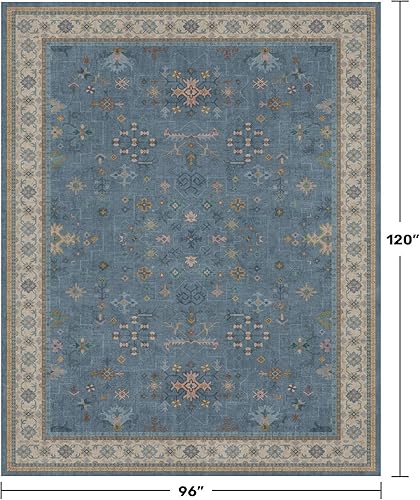 Miniatura 747 de Alfombra Boho Negra para Sala de Estar - Alfombra de Área Lavable de 10x14 Pies, Alfombras de Comedor para Debajo de la Mesa, Alfombra Suave de Pelo