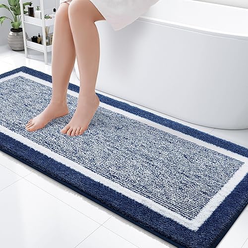 Miniatura 62 de OLANLY - Alfombras de baño de 30x20, tapete de baño extra suave y absorbente de microfibra, antideslizante, lavable a máquina, secado rápido, Azul