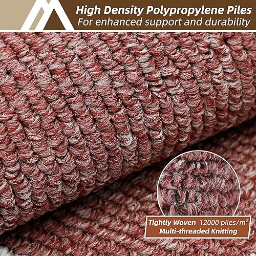 Miniatura 2 de COSY HOMEER Alfombras de cocina antideslizantes 20x30/20x48 pulgadas Tapete grueso de polipropileno para estar de pie en el hogar, lavable a Rojo